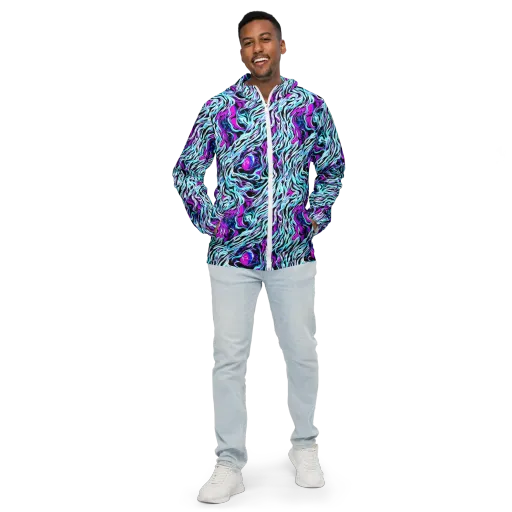 Cyber Zebra on a Men's Windbreaker