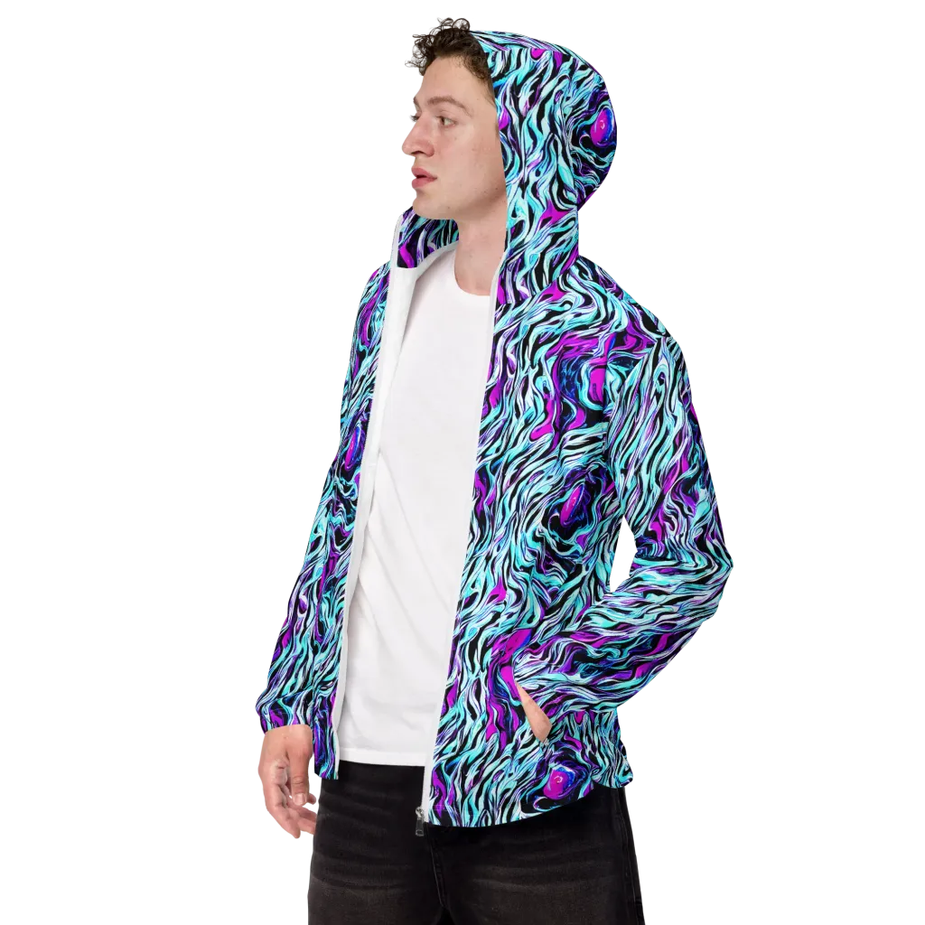 Cyber Zebra on Men's Windbreaker — Left Front