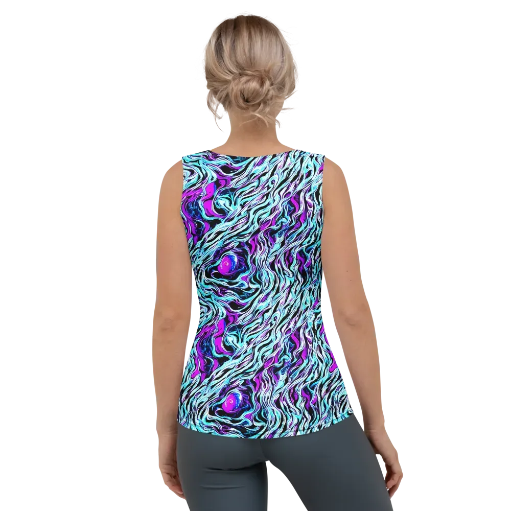 Cyber Zebra on Women's Tank Top — Back
