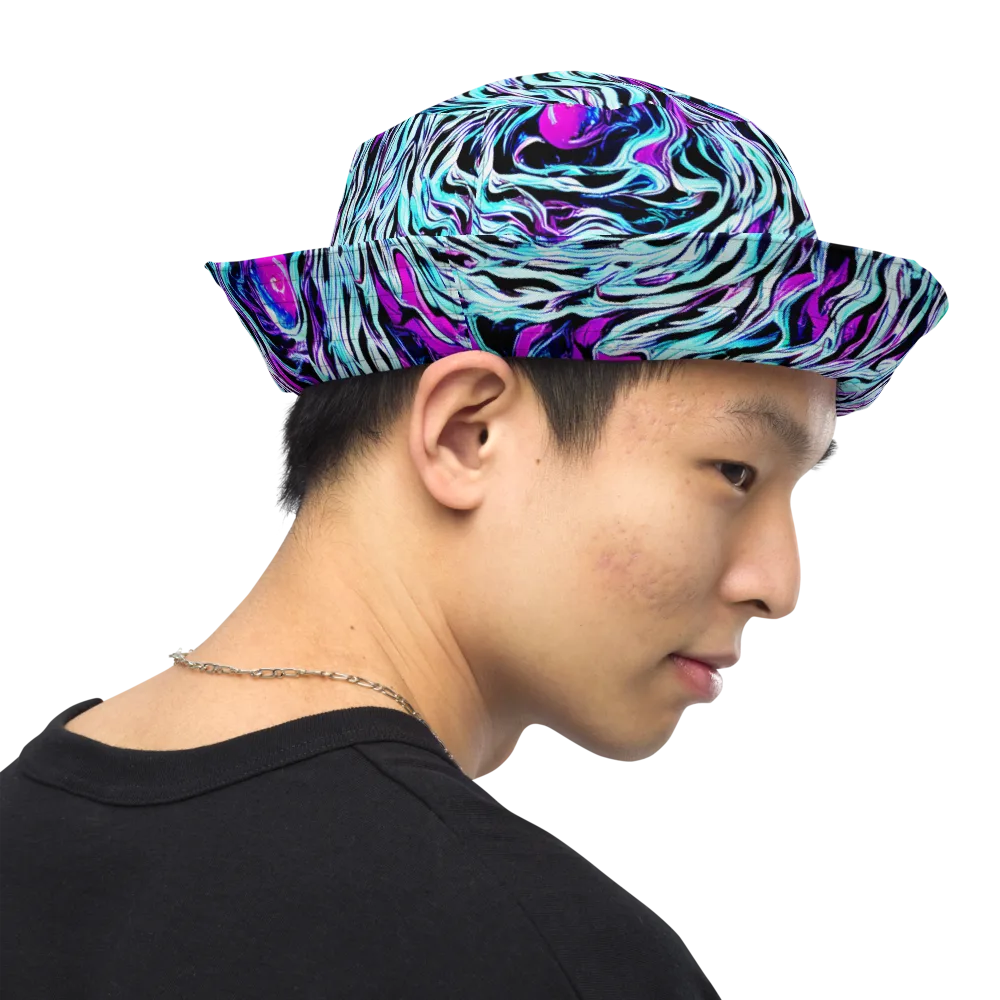 Cyber Zebra on Reversible Bucket Hat — Right Outside