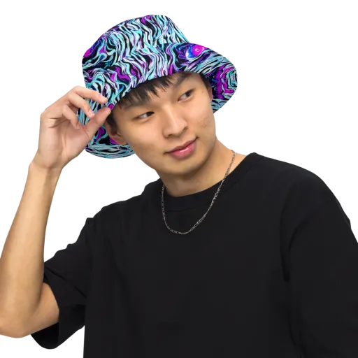 Cyber Zebra on a Reversible Bucket Hat