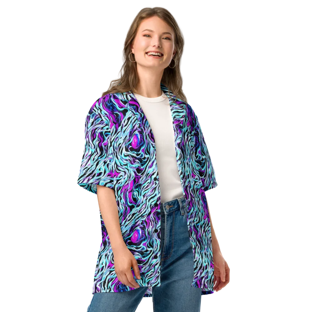 Cyber Zebra on Button Shirt — Front