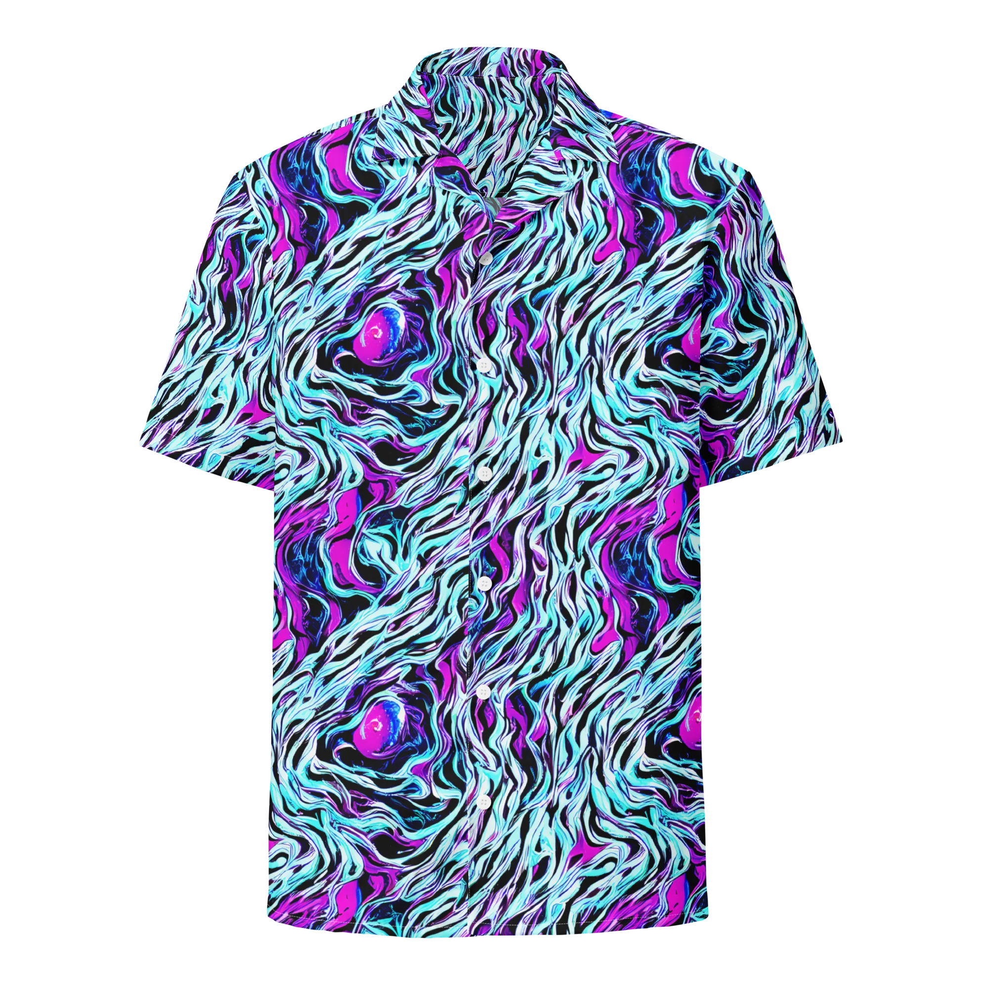 Cyber Zebra on Button Shirt — Front