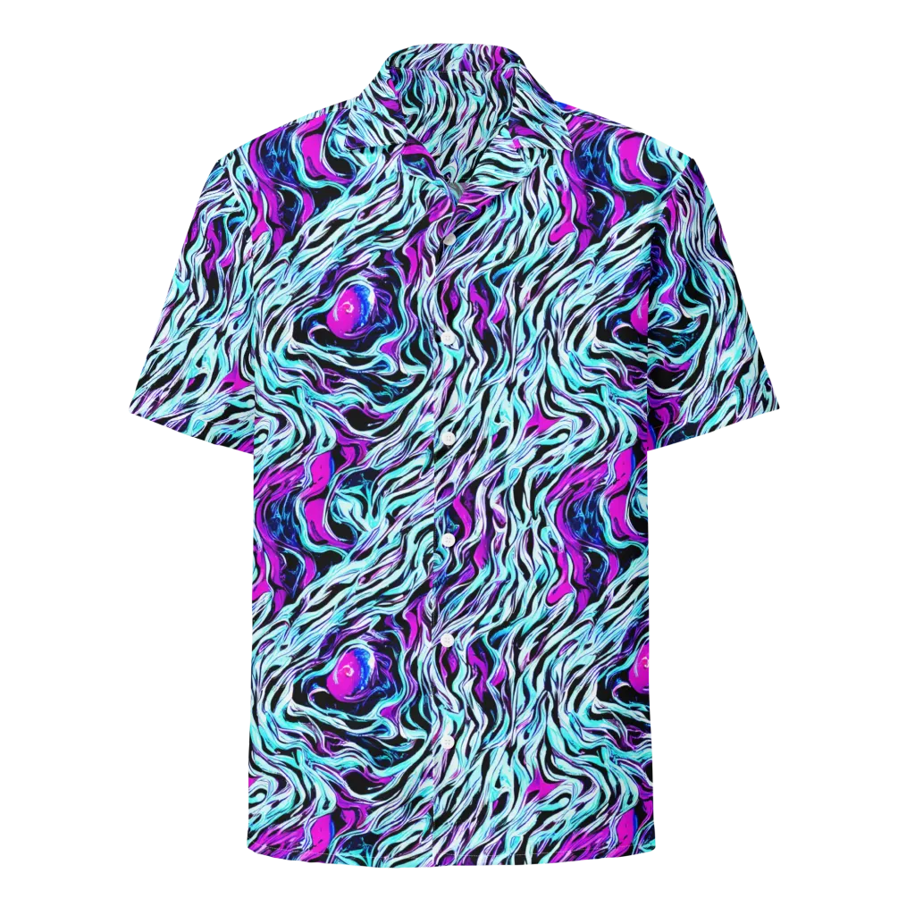 Cyber Zebra on Button Shirt — Front