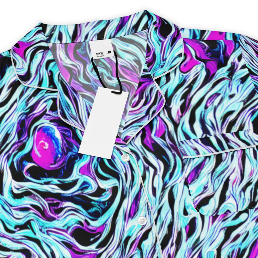 Cyber Zebra on Women's Short Sleeve Pajama Top — Product details