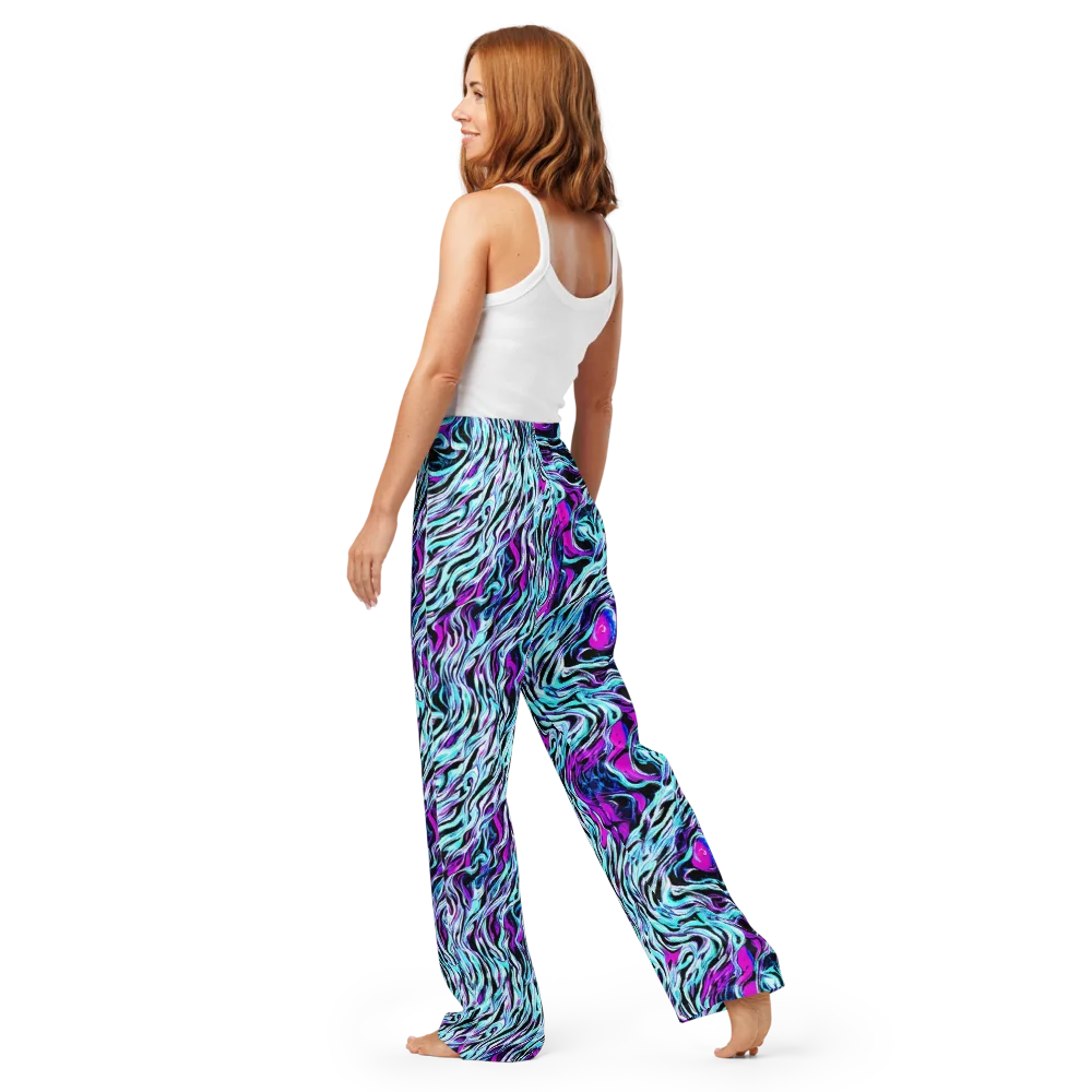 Cyber Zebra on Women's Pajama Pants — Back