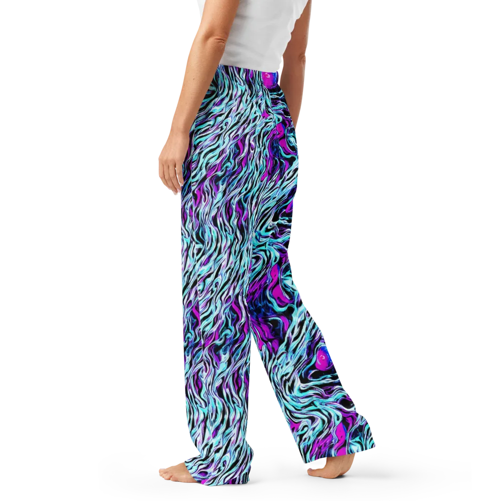 Cyber Zebra on Women's Pajama Pants — Left