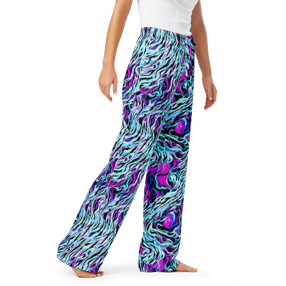 Cyber Zebra on Women's Pajama Pants — Right Front