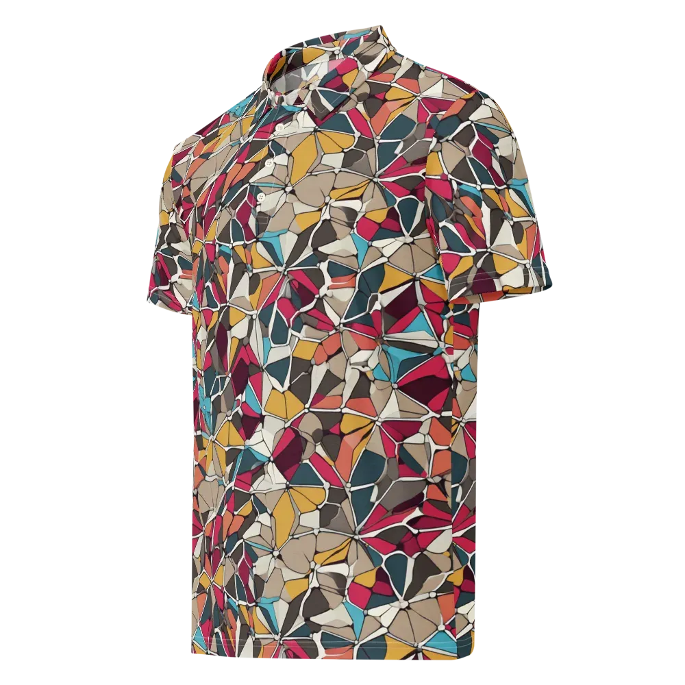 Mosaic Voltage on Men's Slim Fit Polo Shirt — Left Front
