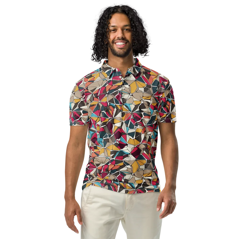 Mosaic Voltage on Men's Slim Fit Polo Shirt — Front