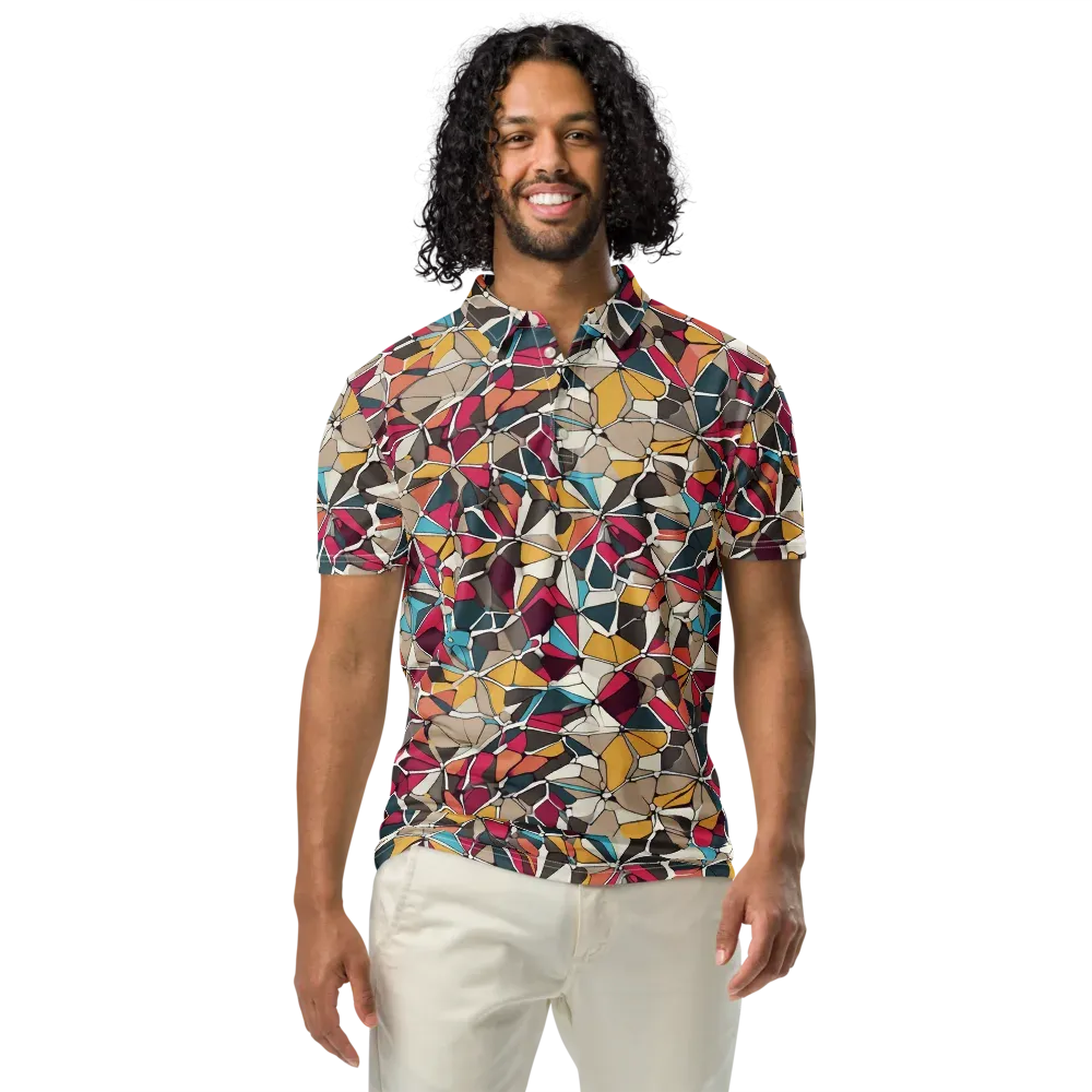 Mosaic Voltage on Men's Slim Fit Polo Shirt — Front