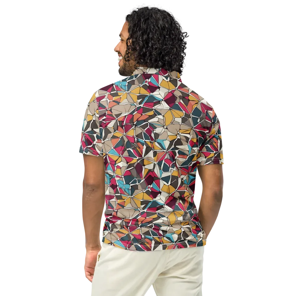 Mosaic Voltage on Men's Slim Fit Polo Shirt — Back