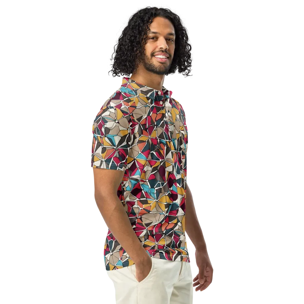 Mosaic Voltage on Men's Slim Fit Polo Shirt — Right Front