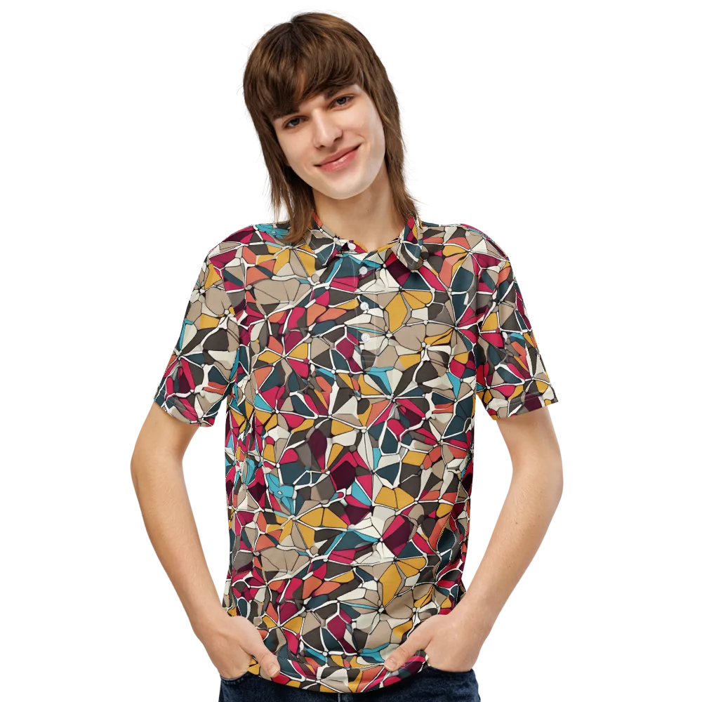 Mosaic Voltage on Men's Slim Fit Polo Shirt — Front