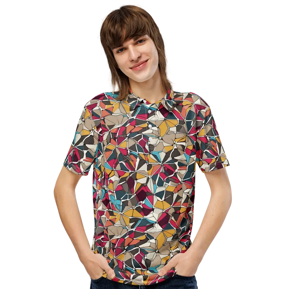 Mosaic Voltage on Men's Slim Fit Polo Shirt — Front