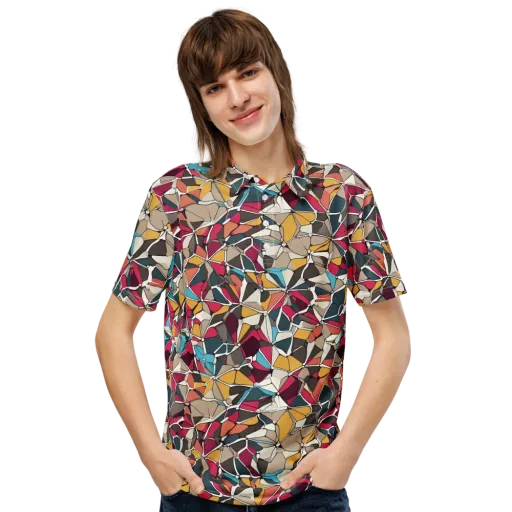Mosaic Voltage on a Men's Slim Fit Polo Shirt