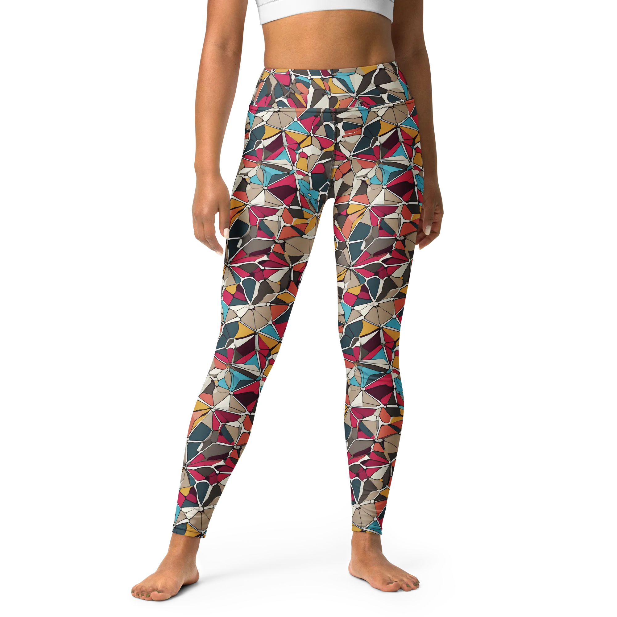 Mosaic Voltage on Yoga Leggings — Front