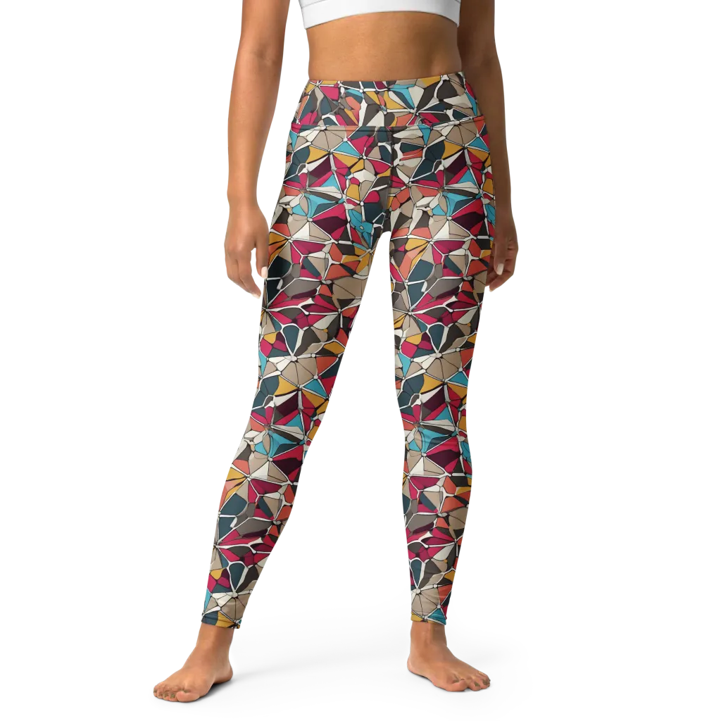 Mosaic Voltage on Yoga Leggings — Front