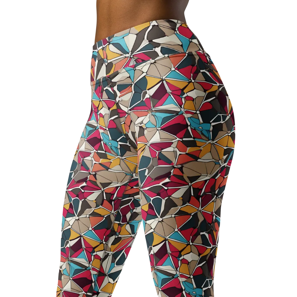 Mosaic Voltage on Yoga Leggings — Left Front