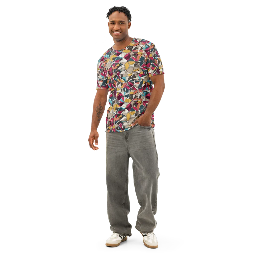 Mosaic Voltage on Men's Cotton Crew Neck T-Shirt — Front
