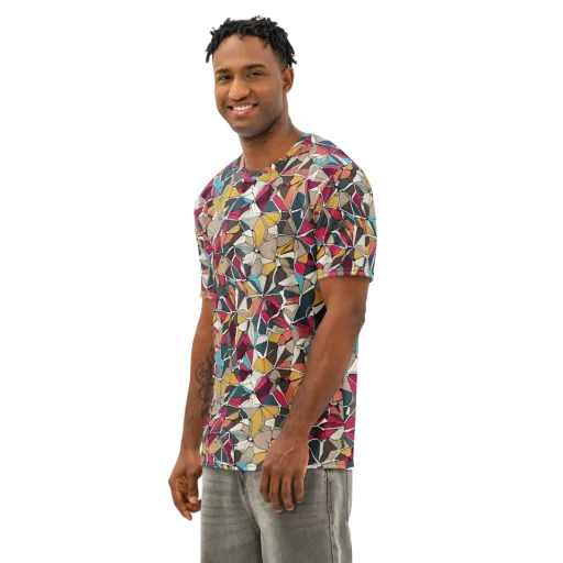 Mosaic Voltage on a Men's Cotton Crew Neck T-Shirt
