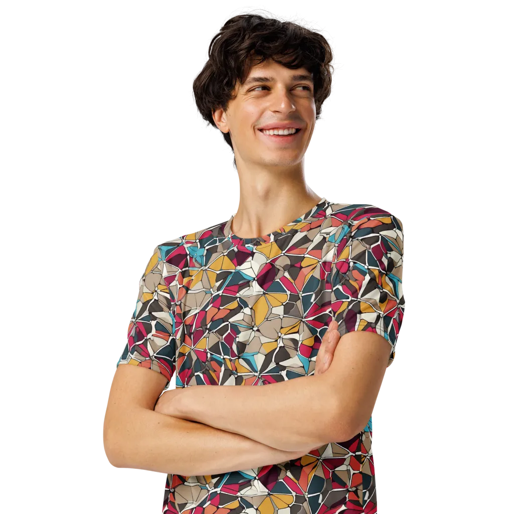 Mosaic Voltage on Men's Crew Neck T-Shirt — Left Front