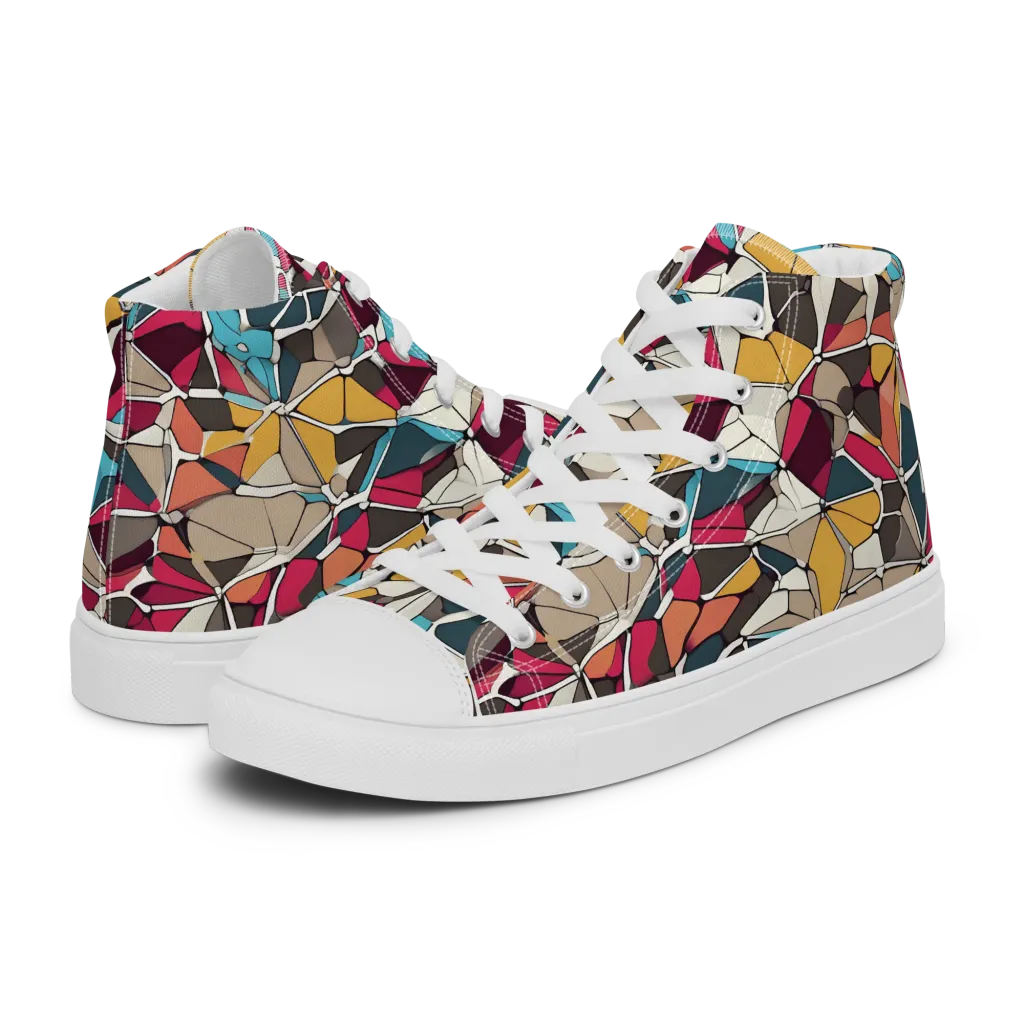 Mosaic Voltage on Men's High Top Canvas Shoes — Left