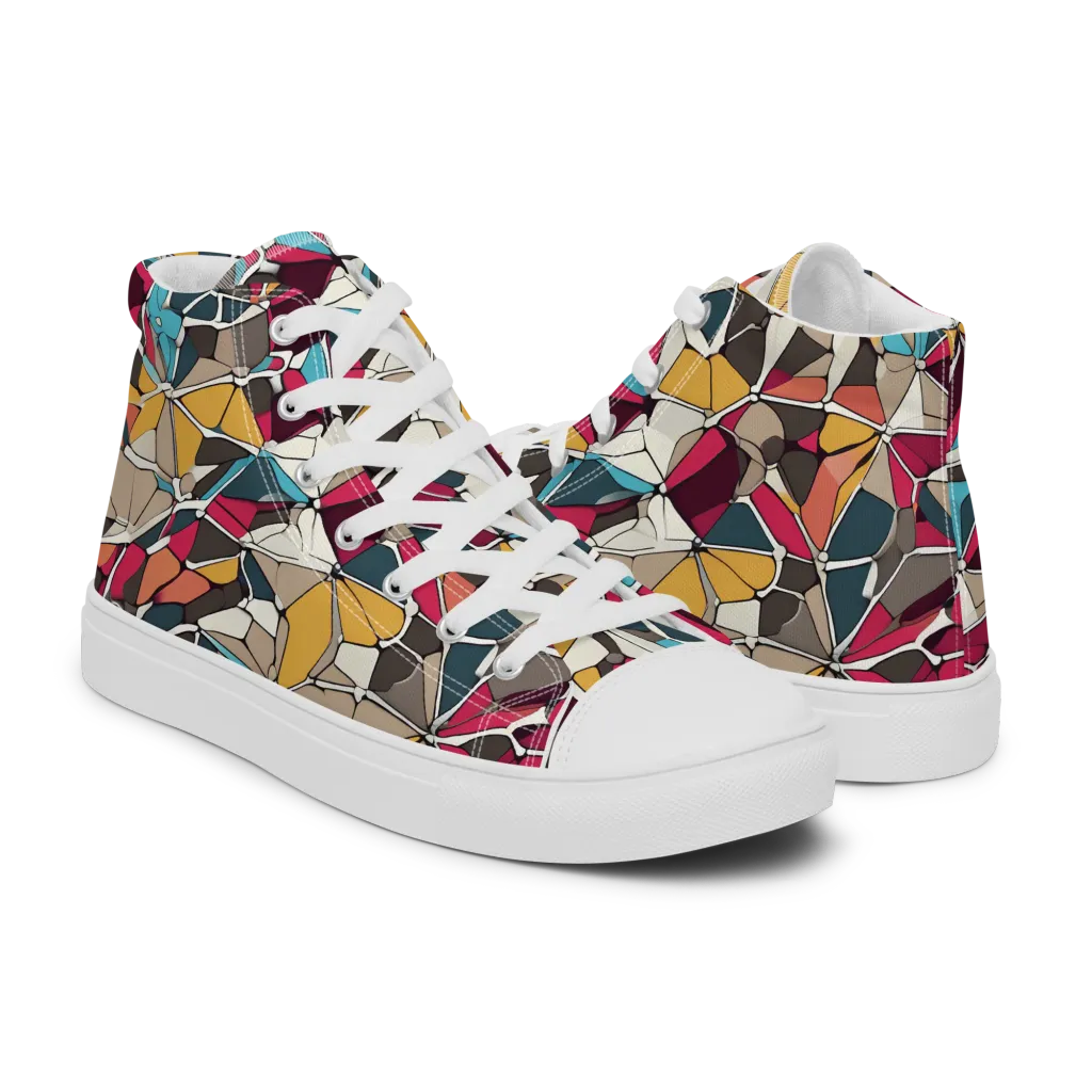 Mosaic Voltage on Men's High Top Canvas Shoes — Right