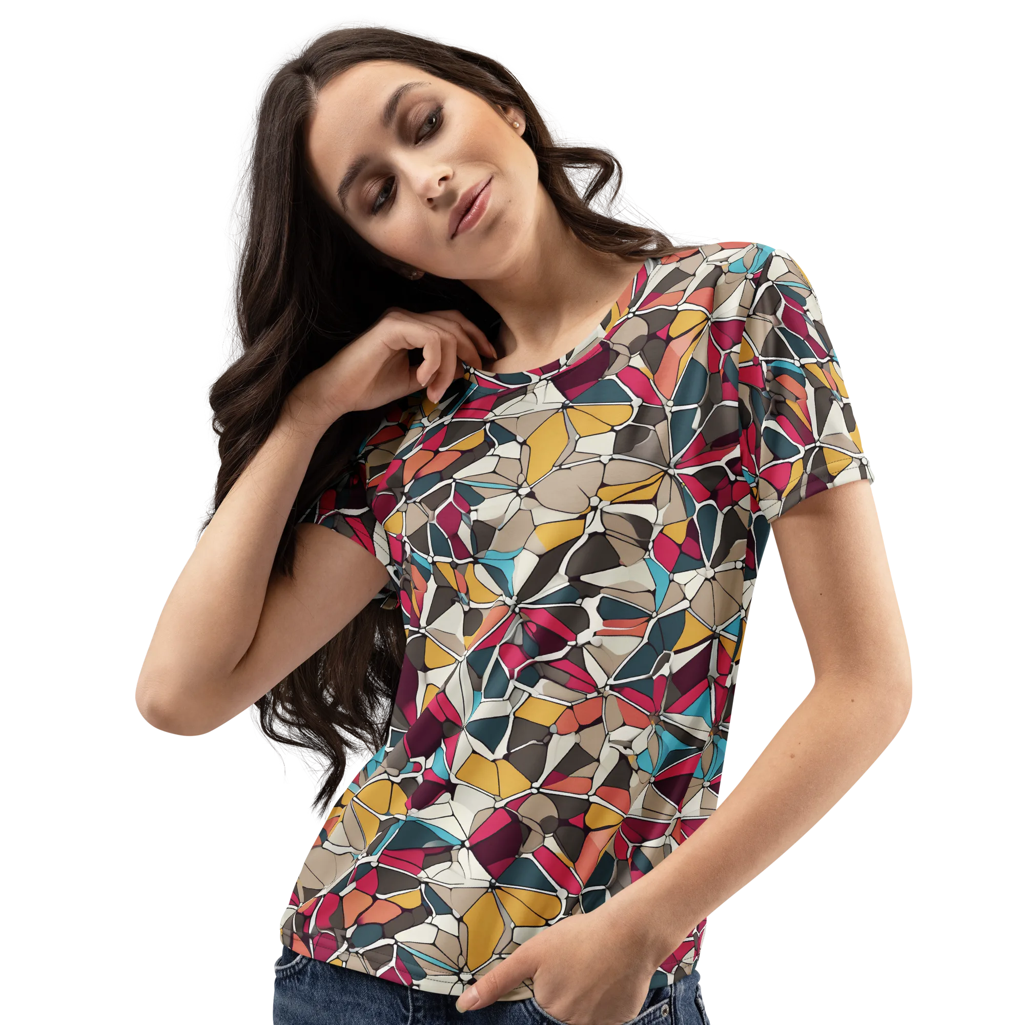 Mosaic Voltage on Women's Crew Neck T-Shirt — Left Front