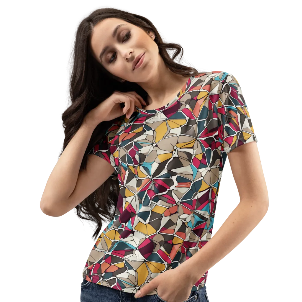 Mosaic Voltage on Women's Crew Neck T-Shirt — Left Front