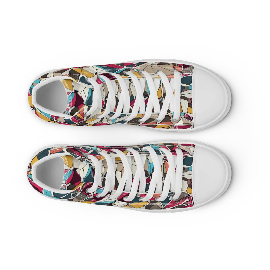Mosaic Voltage on Women's High Top Canvas Shoes — Front
