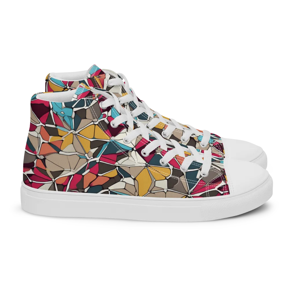 Mosaic Voltage on Women's High Top Canvas Shoes — Right