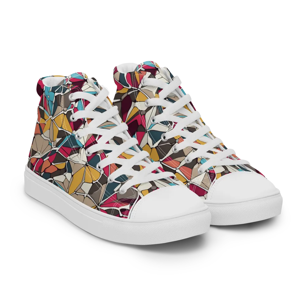 Mosaic Voltage on Women's High Top Canvas Shoes — Right Front
