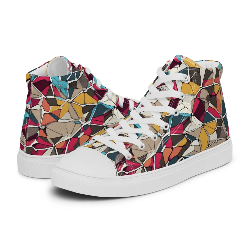 Mosaic Voltage on Women's High Top Canvas Shoes — Left