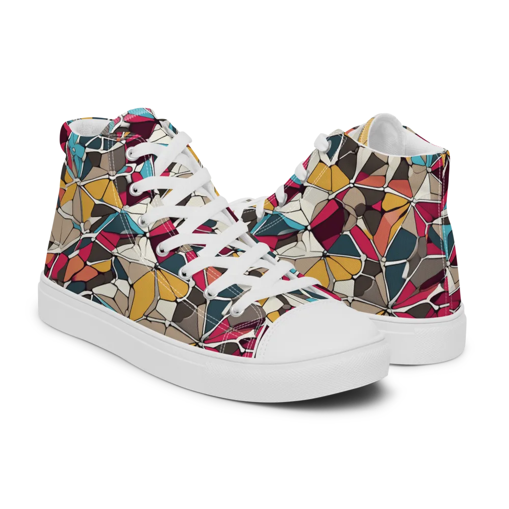 Mosaic Voltage on Women's High Top Canvas Shoes — Right