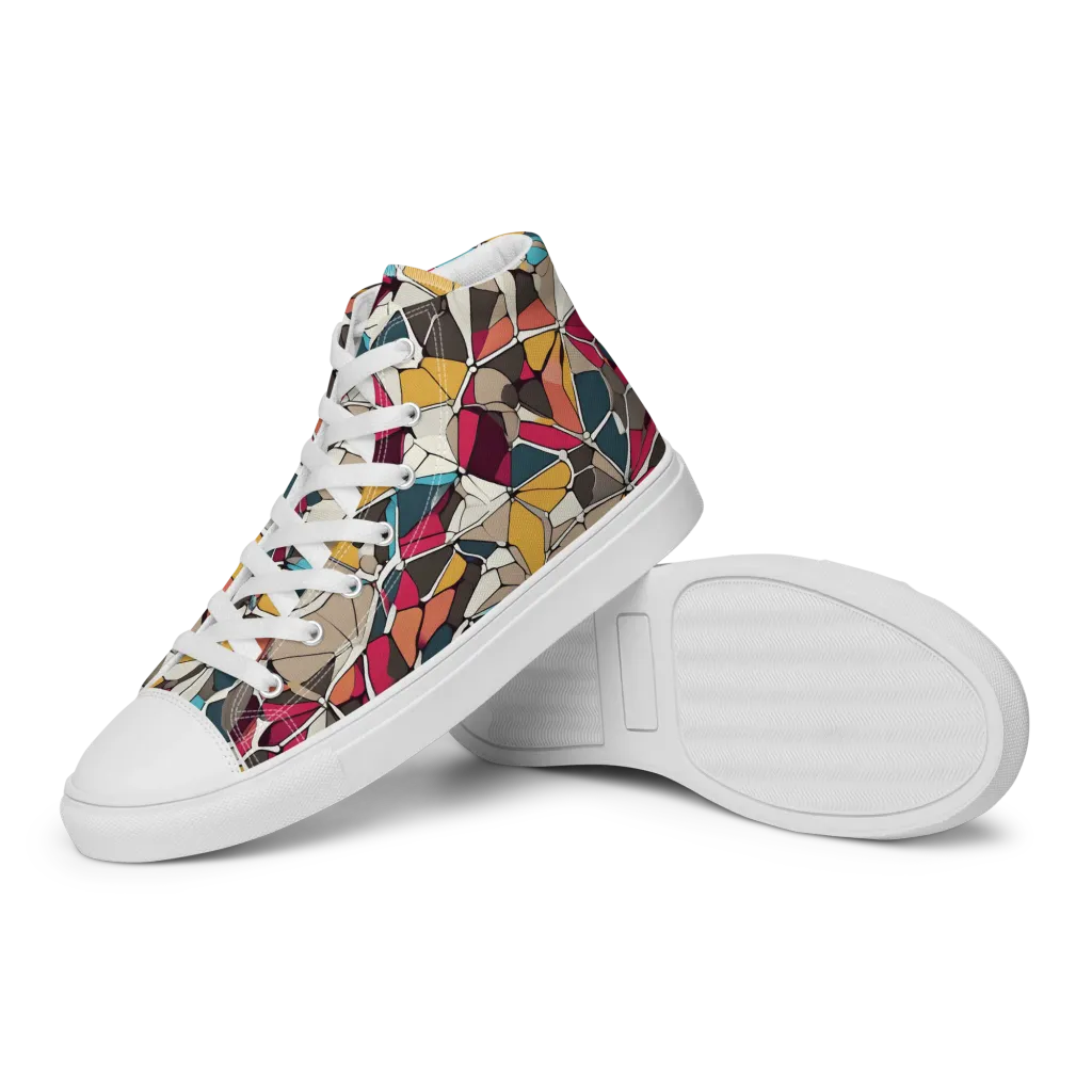 Mosaic Voltage on Women's High Top Canvas Shoes — Left