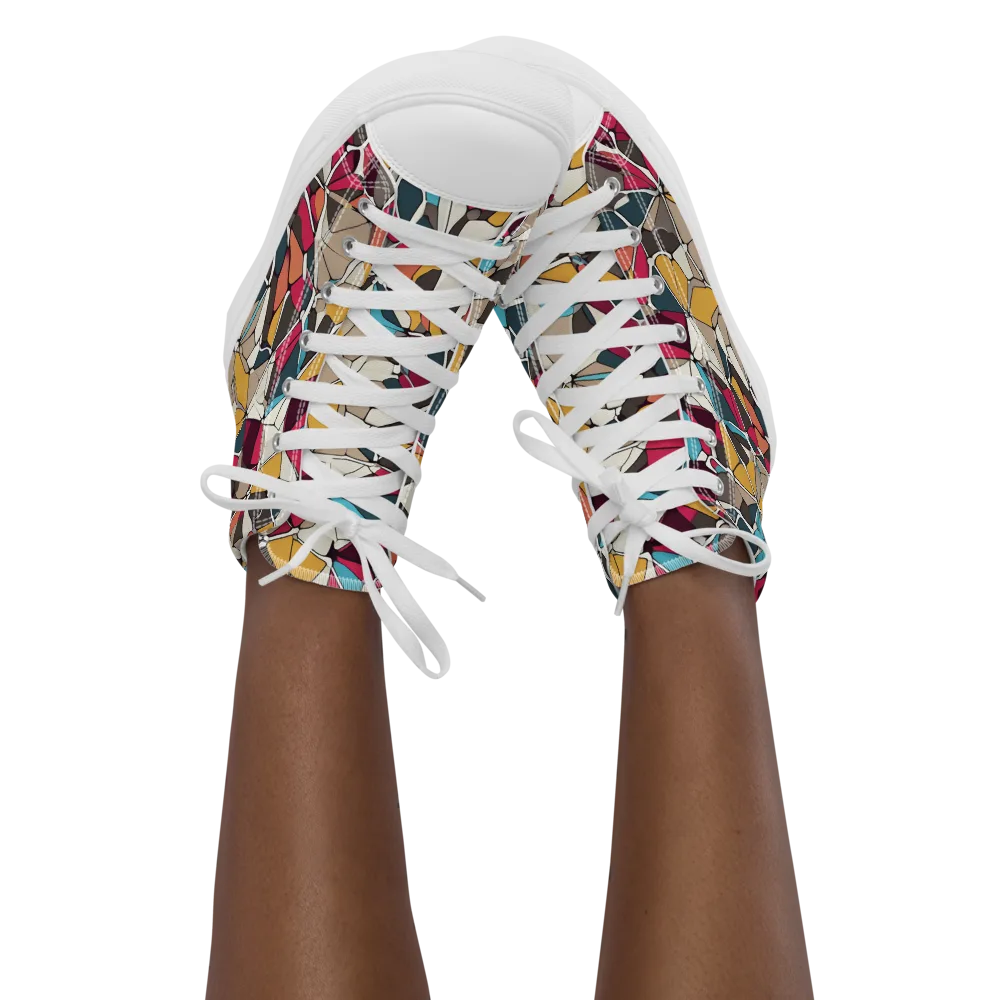 Mosaic Voltage on Women's High Top Canvas Shoes — Front
