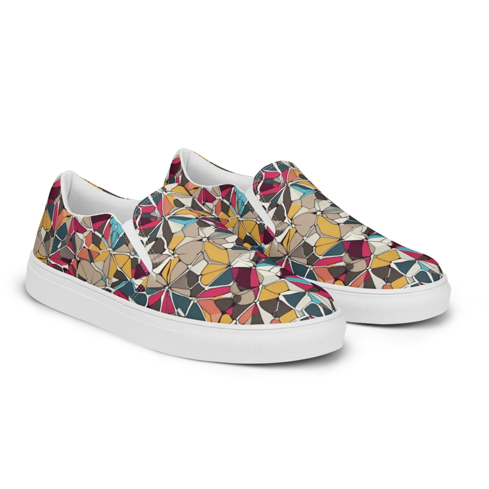 Mosaic Voltage on Men's Slip-On Canvas Shoes — Right Front