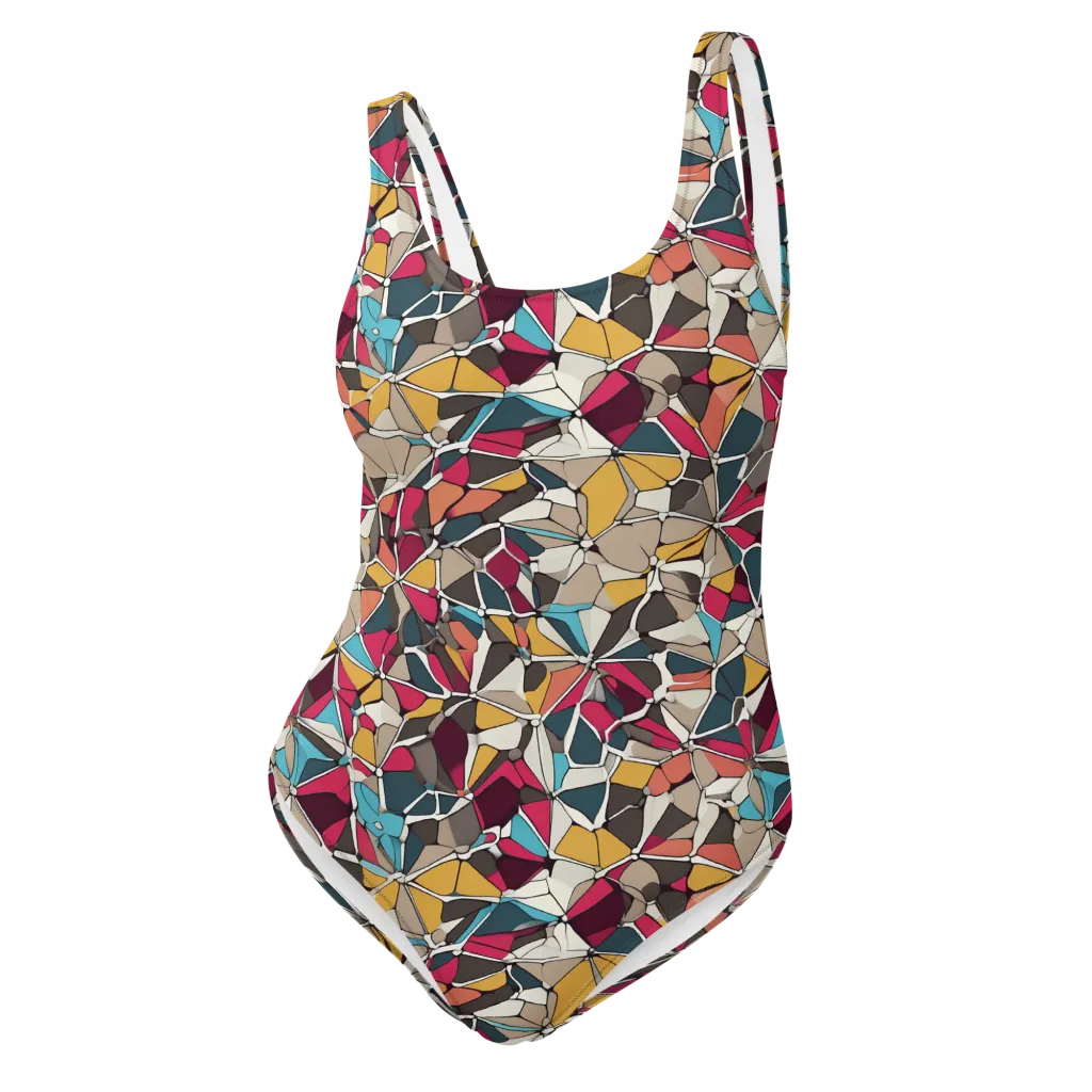 Mosaic Voltage on One-Piece Swimsuit — Front