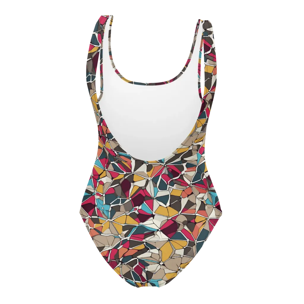 Mosaic Voltage on One-Piece Swimsuit — Back