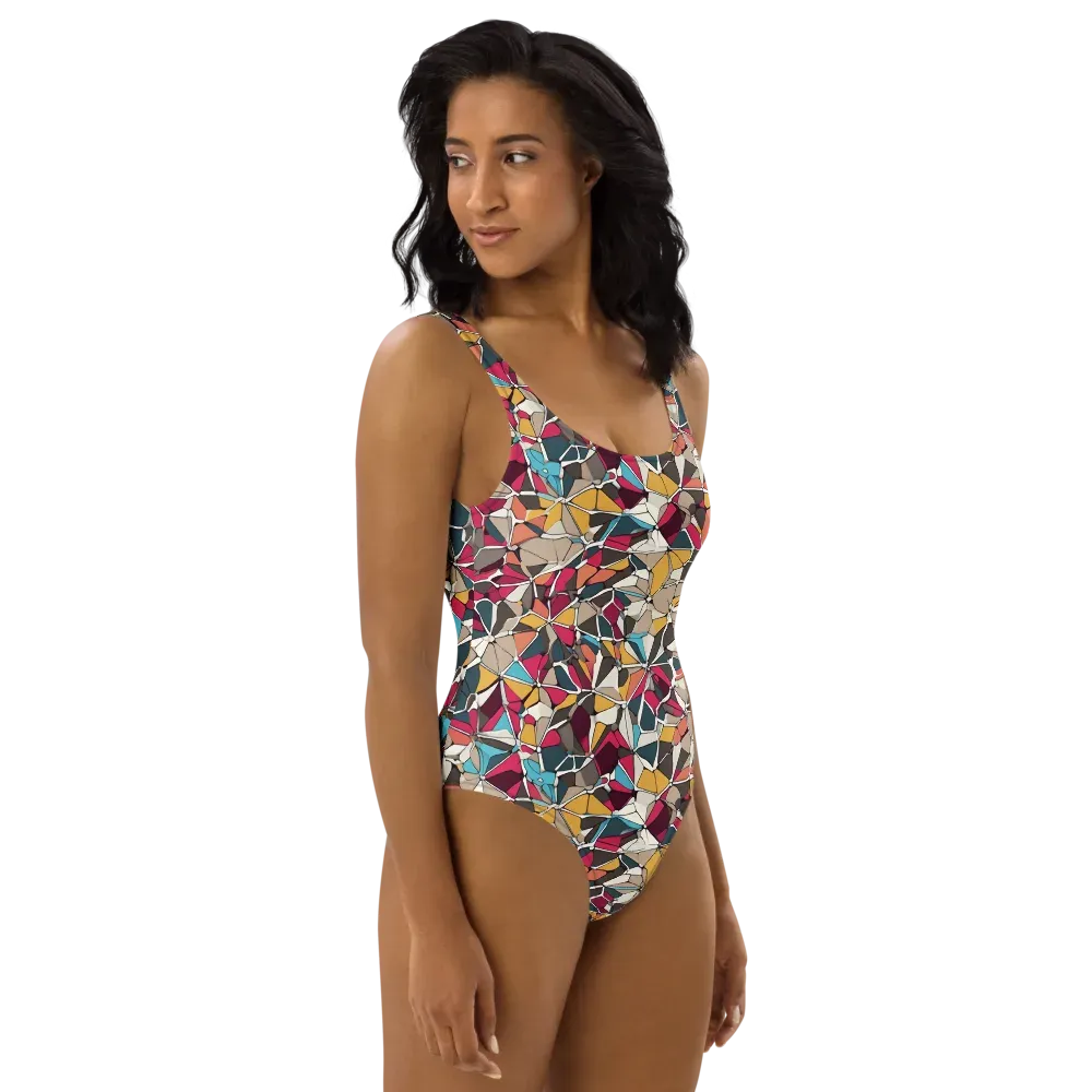 Mosaic Voltage on One-Piece Swimsuit — Right