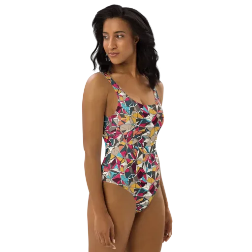 Mosaic Voltage on a One-Piece Swimsuit
