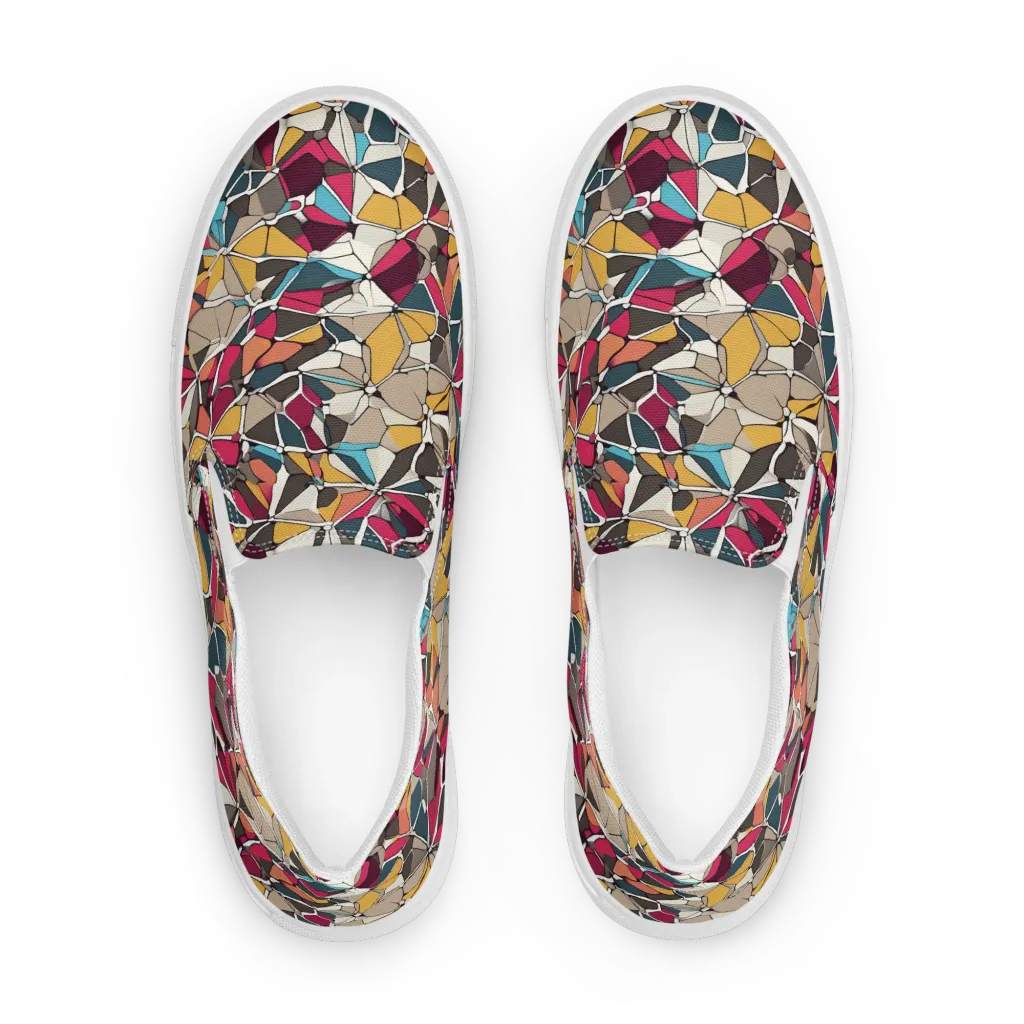 Mosaic Voltage on Women's Slip-On Canvas Shoes — Front