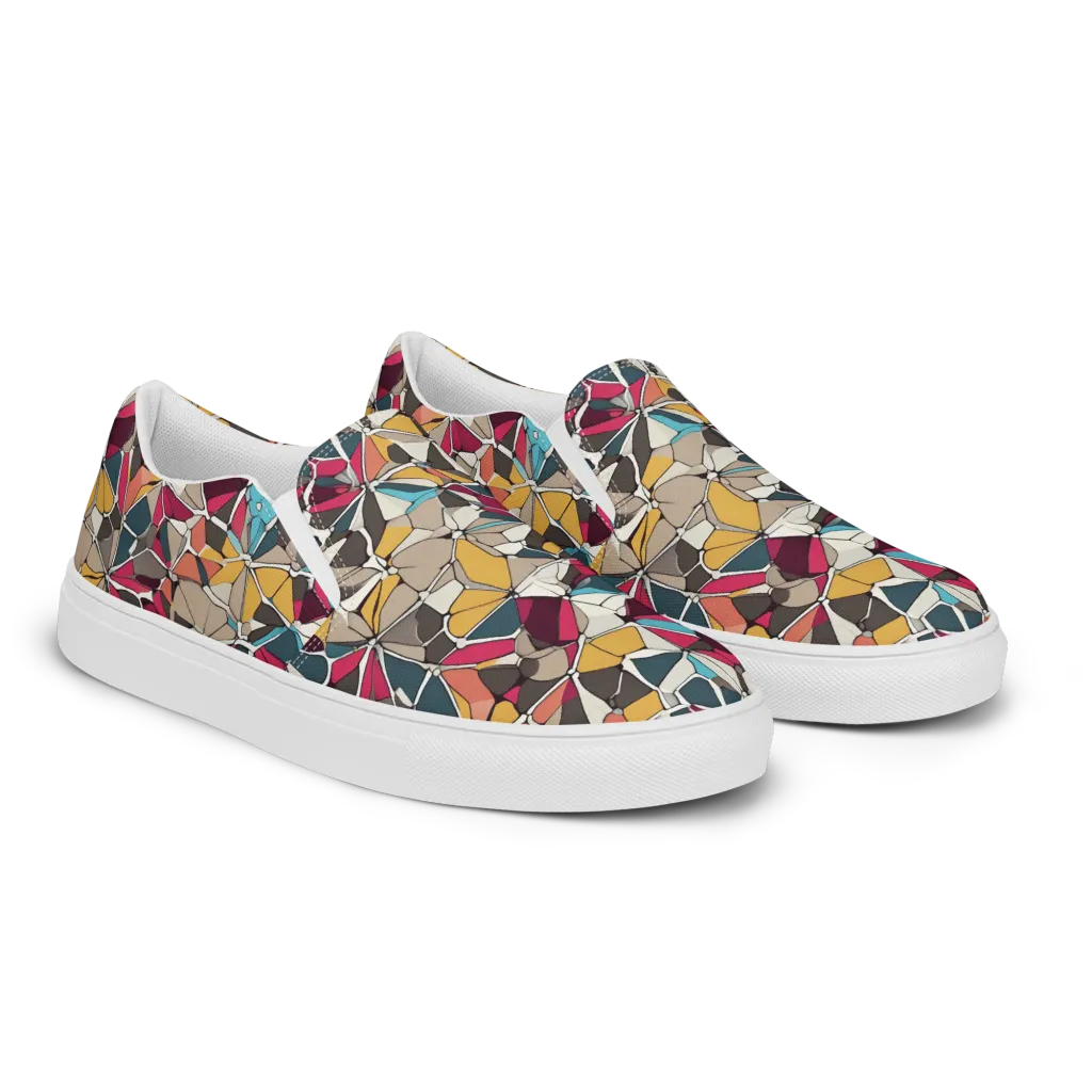 Mosaic Voltage on Women's Slip-On Canvas Shoes — Right Front