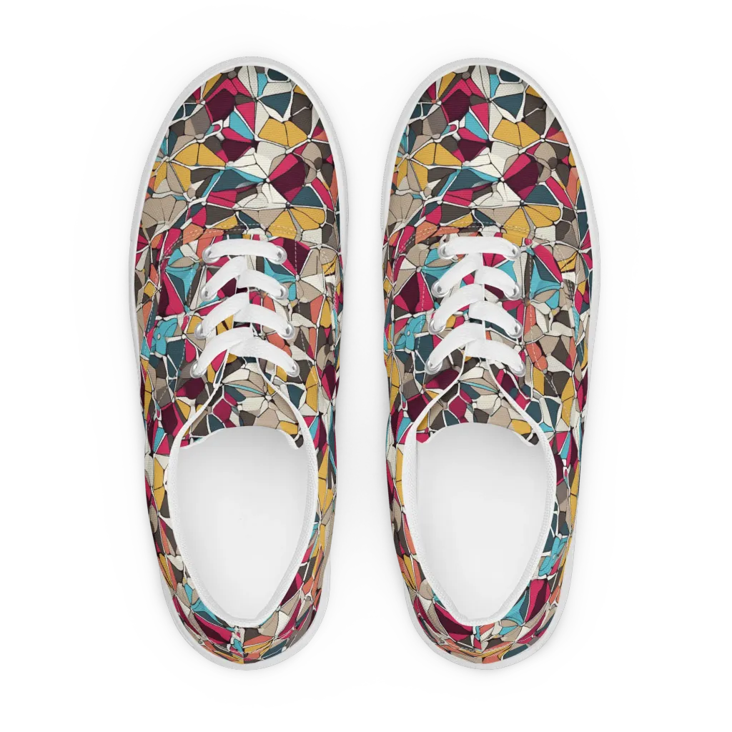Mosaic Voltage on Men's Lace-Up Canvas Shoes — Front