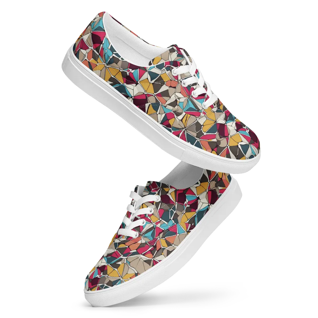 Mosaic Voltage on Men's Lace-Up Canvas Shoes — Front