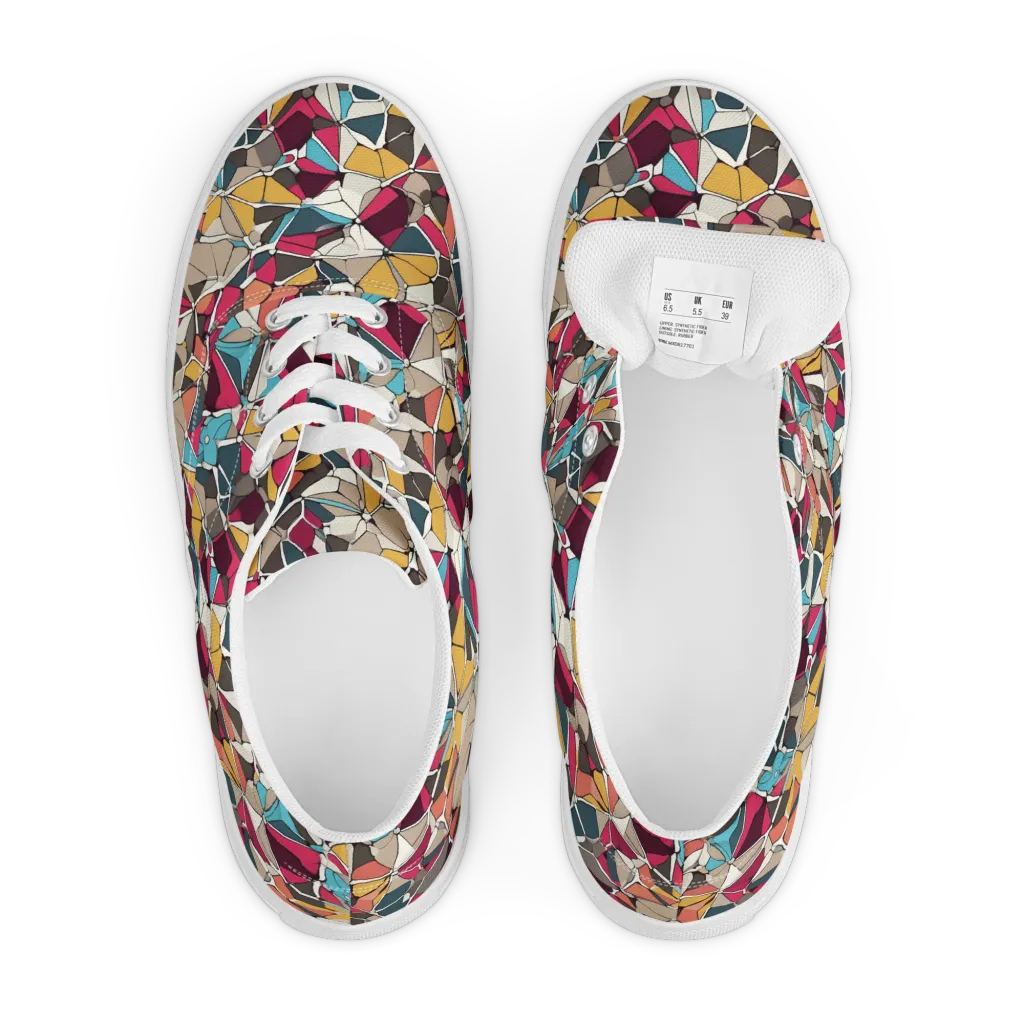 Mosaic Voltage on Men's Lace-Up Canvas Shoes — Front