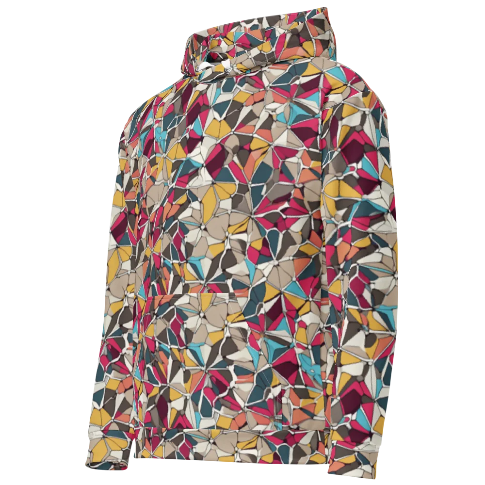 Mosaic Voltage on Cotton Hoodie — Left Front