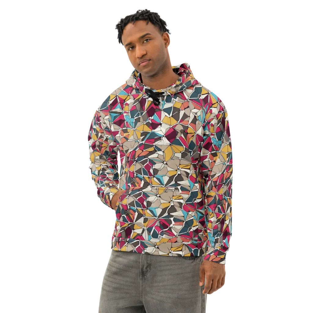 Mosaic Voltage on Cotton Hoodie — Left Front