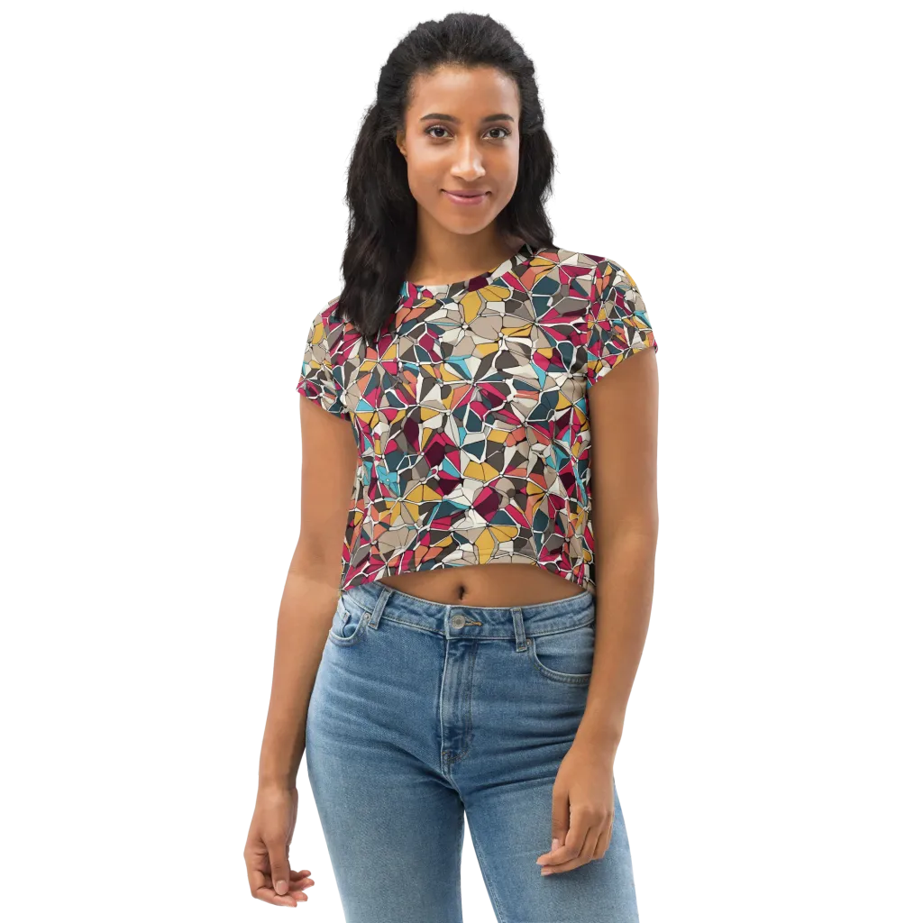 Mosaic Voltage on Crop Tee — Front